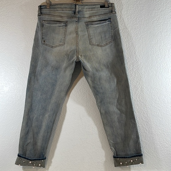KUT FROM THE KLOTH “Catherine” Boyfriend Denim Jeans with Pearl Embellishments - Picture 5 of 10